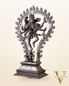 Pure Brass Eight-Armed Nataraja Statue – Antique Bronze Tone 21.5"