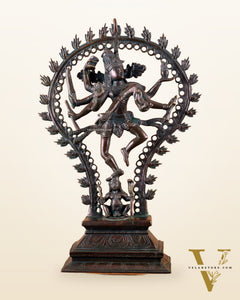 Pure Brass Eight-Armed Nataraja Statue – Antique Bronze Tone 21.5"