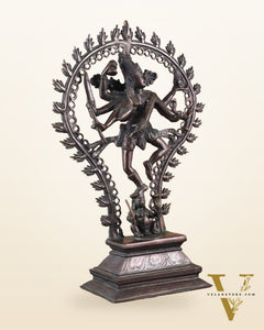 Pure Brass Eight-Armed Nataraja Statue – Antique Bronze Tone 21.5"