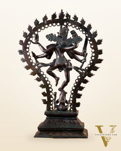 Pure Brass Eight-Armed Nataraja Statue – Antique Bronze Tone 21.5"