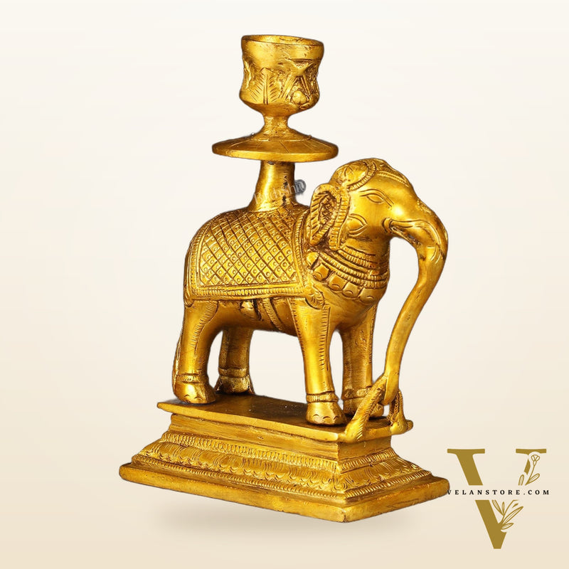 Pure Brass Elephant Candle Holder - Elegant and Decorative