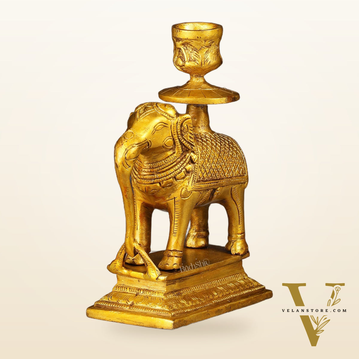 Pure Brass Elephant Candle Holder - Elegant and Decorative