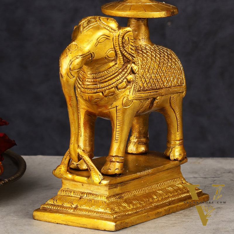 Pure Brass Elephant Candle Holder - Elegant and Decorative