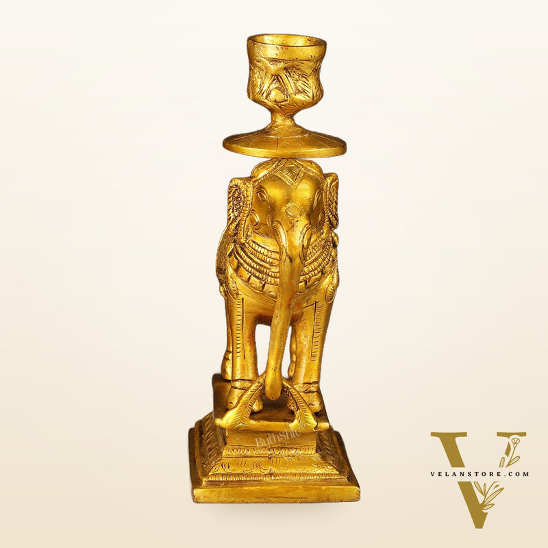 Pure Brass Elephant Candle Holder - Elegant and Decorative