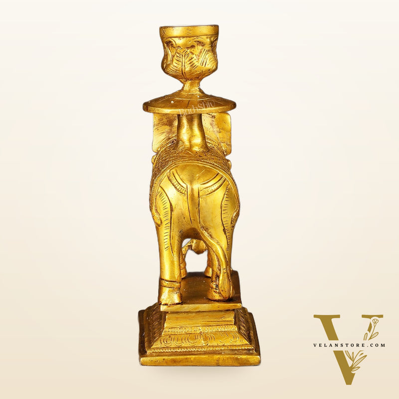 Pure Brass Elephant Candle Holder - Elegant and Decorative