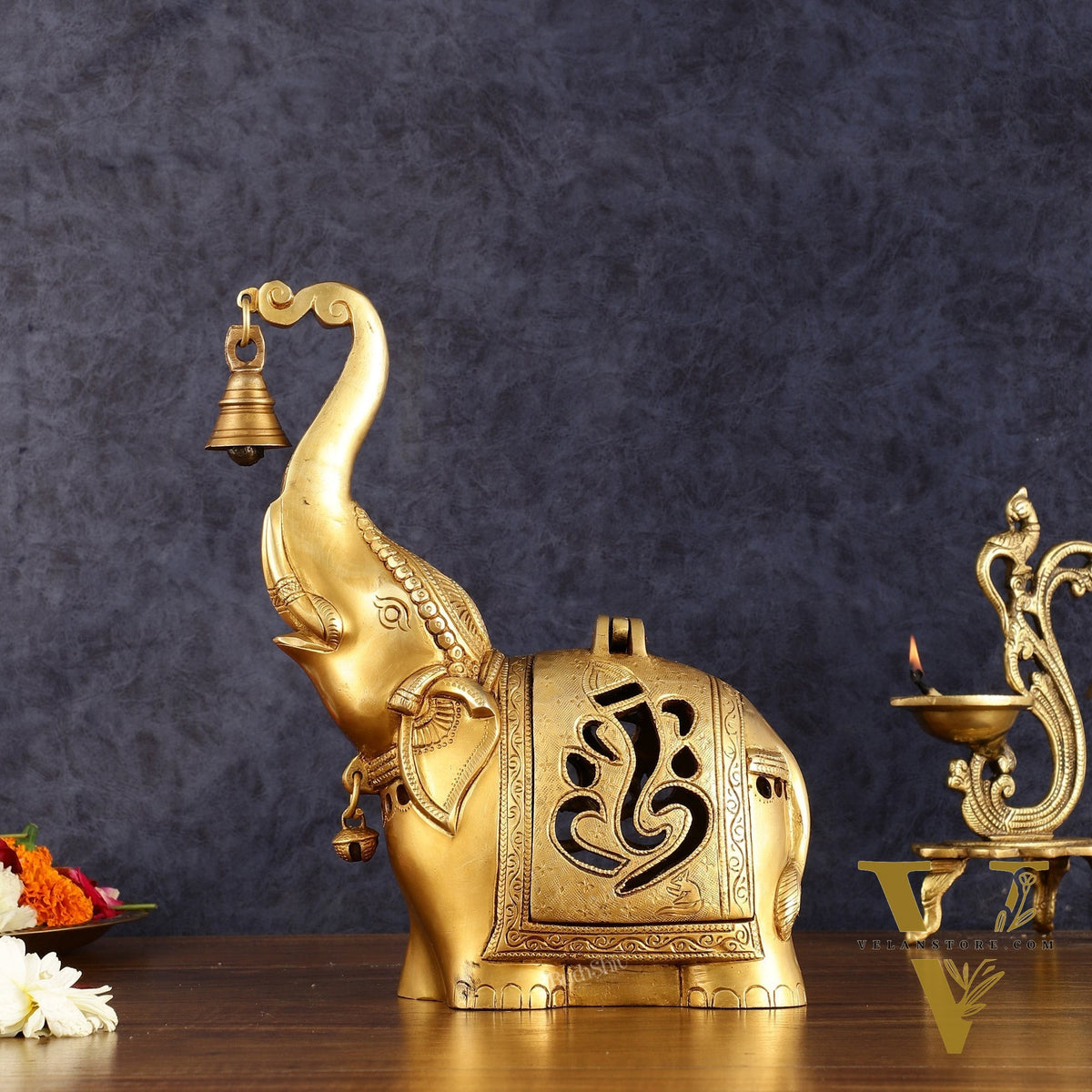 Pure Brass Elephant T light candle holder brass lamp 10.5"
