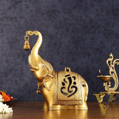 Pure Brass Elephant T light candle holder brass lamp 10.5"