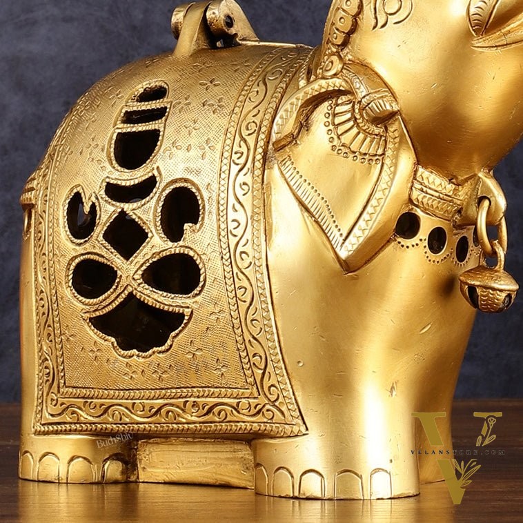 Pure Brass Elephant T light candle holder brass lamp 10.5"