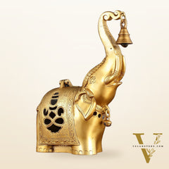 Pure Brass Elephant T light candle holder brass lamp 10.5"
