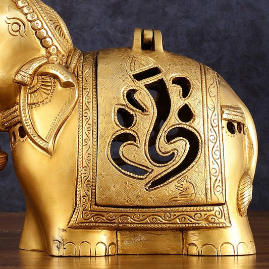 Pure Brass Elephant T light candle holder brass lamp 10.5"