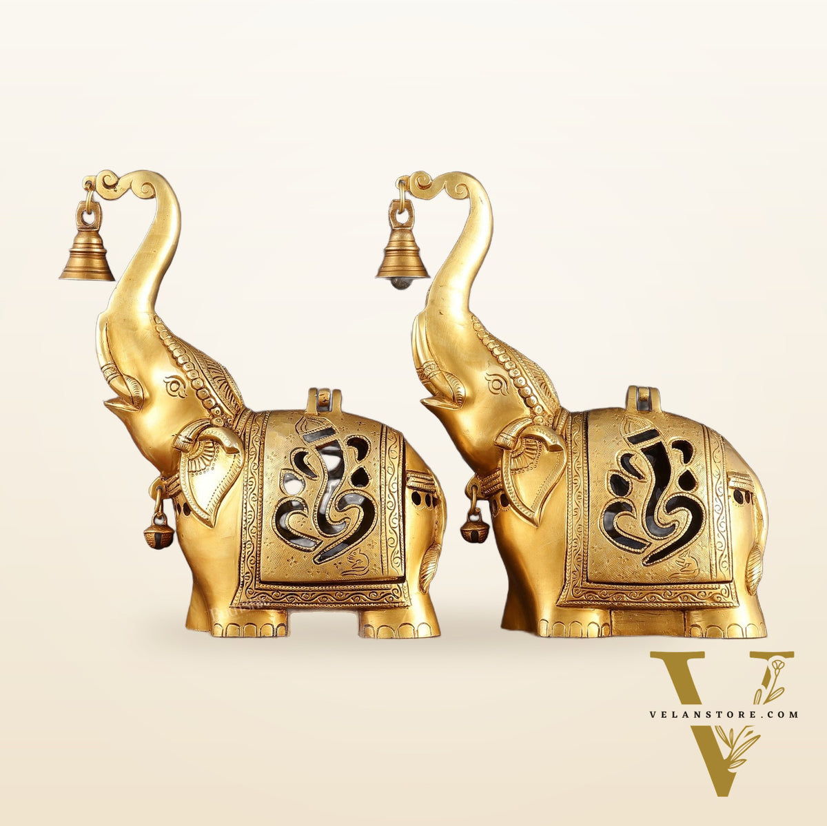 Pure Brass Elephant T light candle holder pair brass lamps 10.5"