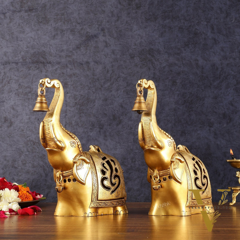 Pure Brass Elephant T light candle holder pair brass lamps 10.5"