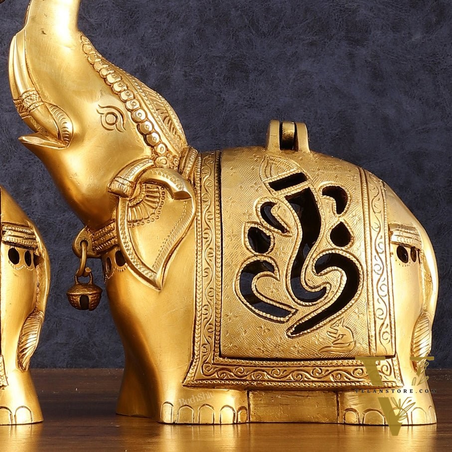 Pure Brass Elephant T light candle holder pair brass lamps 10.5"