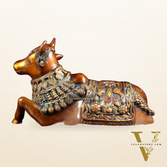 Pure Brass Engraved Nandi Statue – 10" Double chola