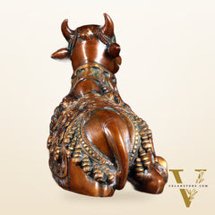 Pure Brass Engraved Nandi Statue – 10" Double chola