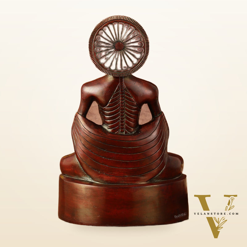 Pure Brass Fasting/Hungry Buddha in Meditation Sculpture - 9" Tall