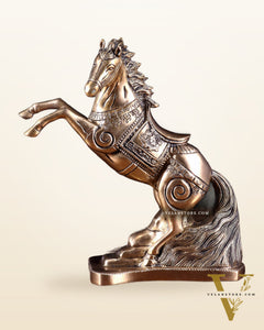 Pure Brass Feng Shui Horse with Raised Legs – 8.5 Inch | Vastu Good Luck statue