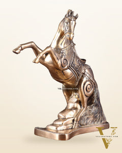Pure Brass Feng Shui Horse with Raised Legs – 8.5 Inch | Vastu Good Luck statue