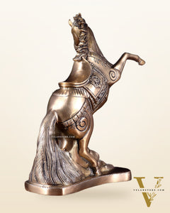Pure Brass Feng Shui Horse with Raised Legs – 8.5 Inch | Vastu Good Luck statue