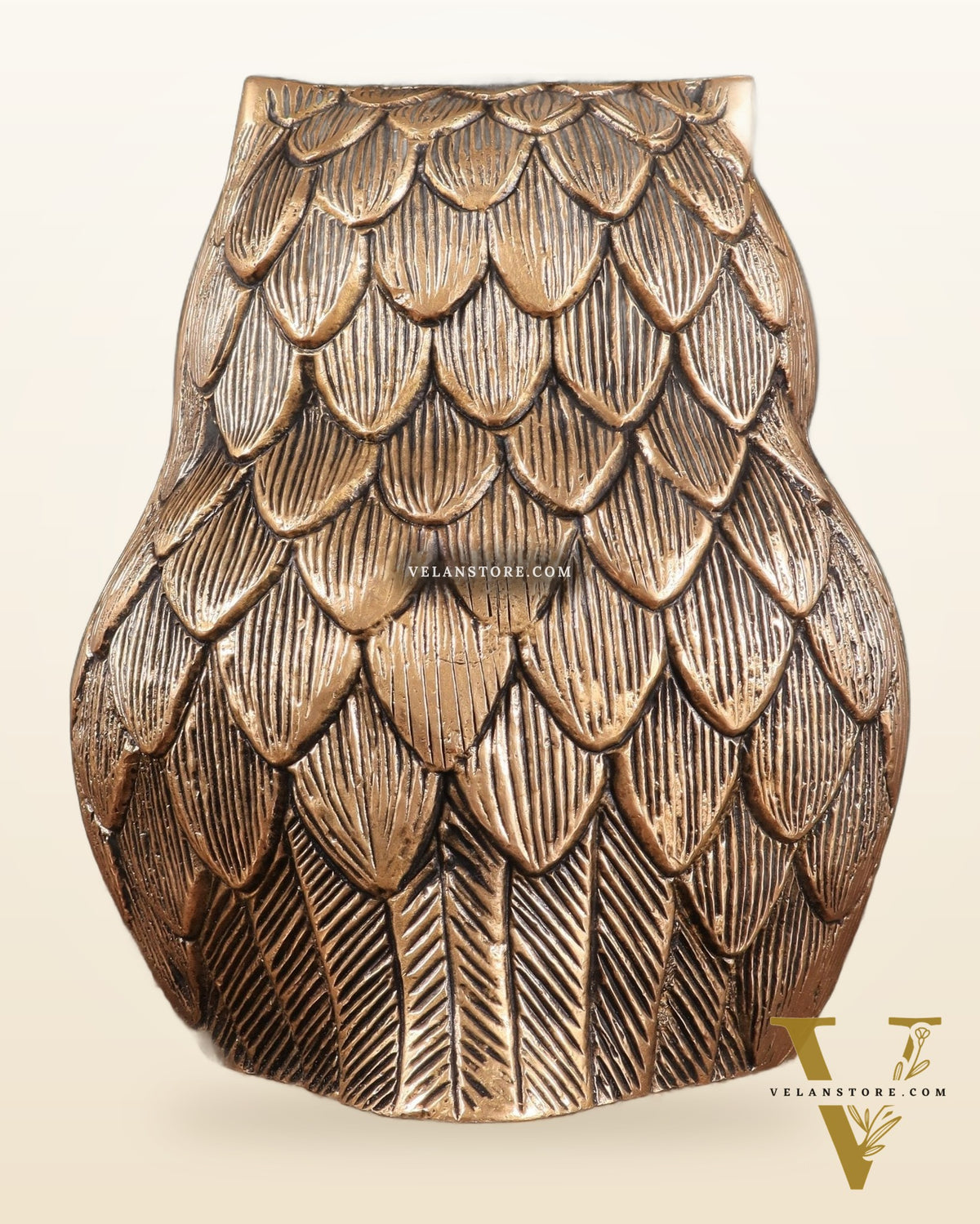 Pure Brass Finely Carved Large Owl Statue – 7" x 6" x 5" | Feng Shui & Vastu Approved