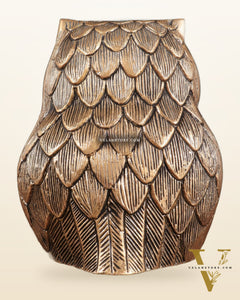Pure Brass Finely Carved Large Owl Statue – 7" x 6" x 5" | Feng Shui & Vastu Approved