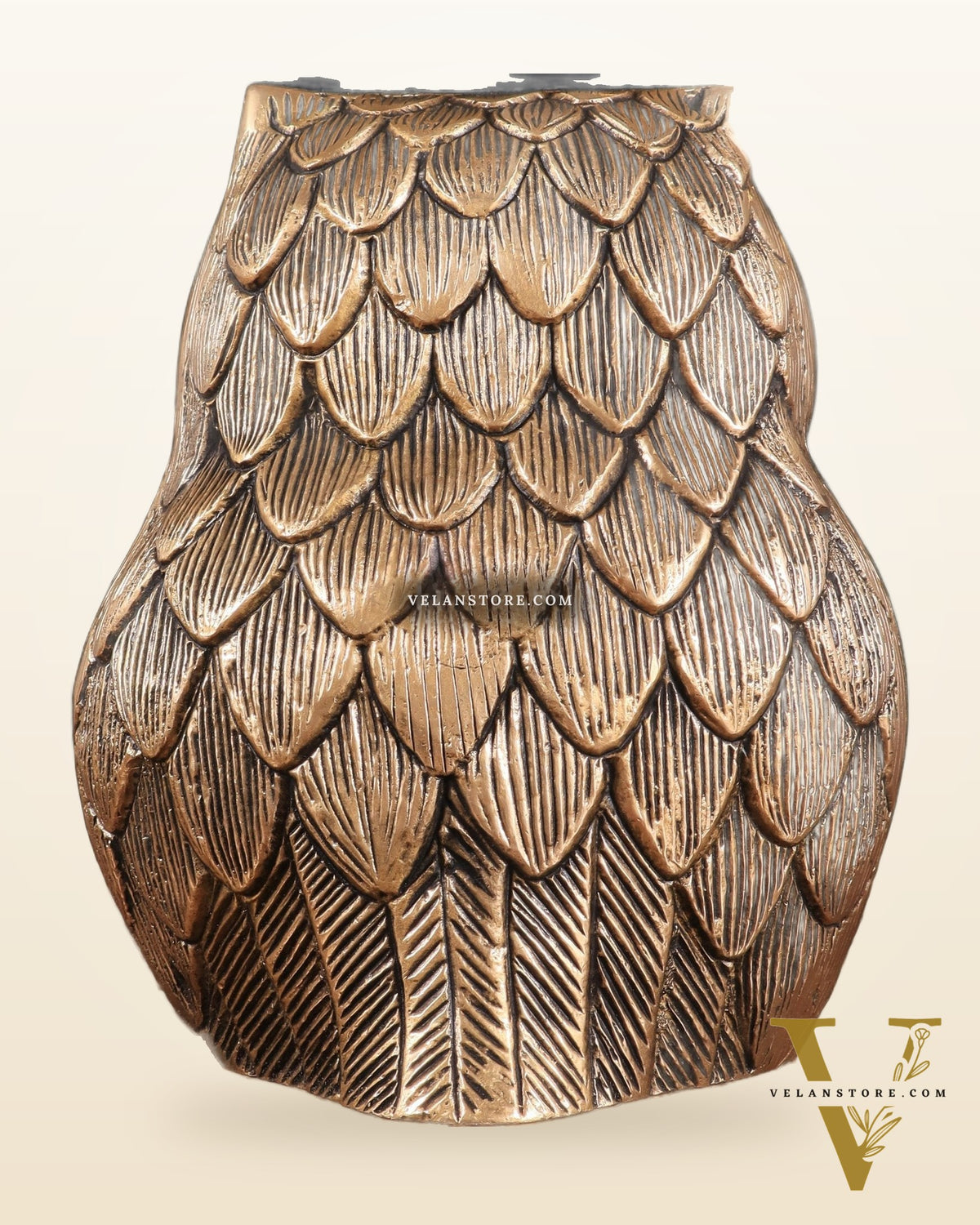 Pure Brass Finely Carved Large Owl Statue – 7" x 6" x 5" | Feng Shui & Vastu Approved