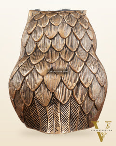 Pure Brass Finely Carved Large Owl Statue – 7" x 6" x 5" | Feng Shui & Vastu Approved