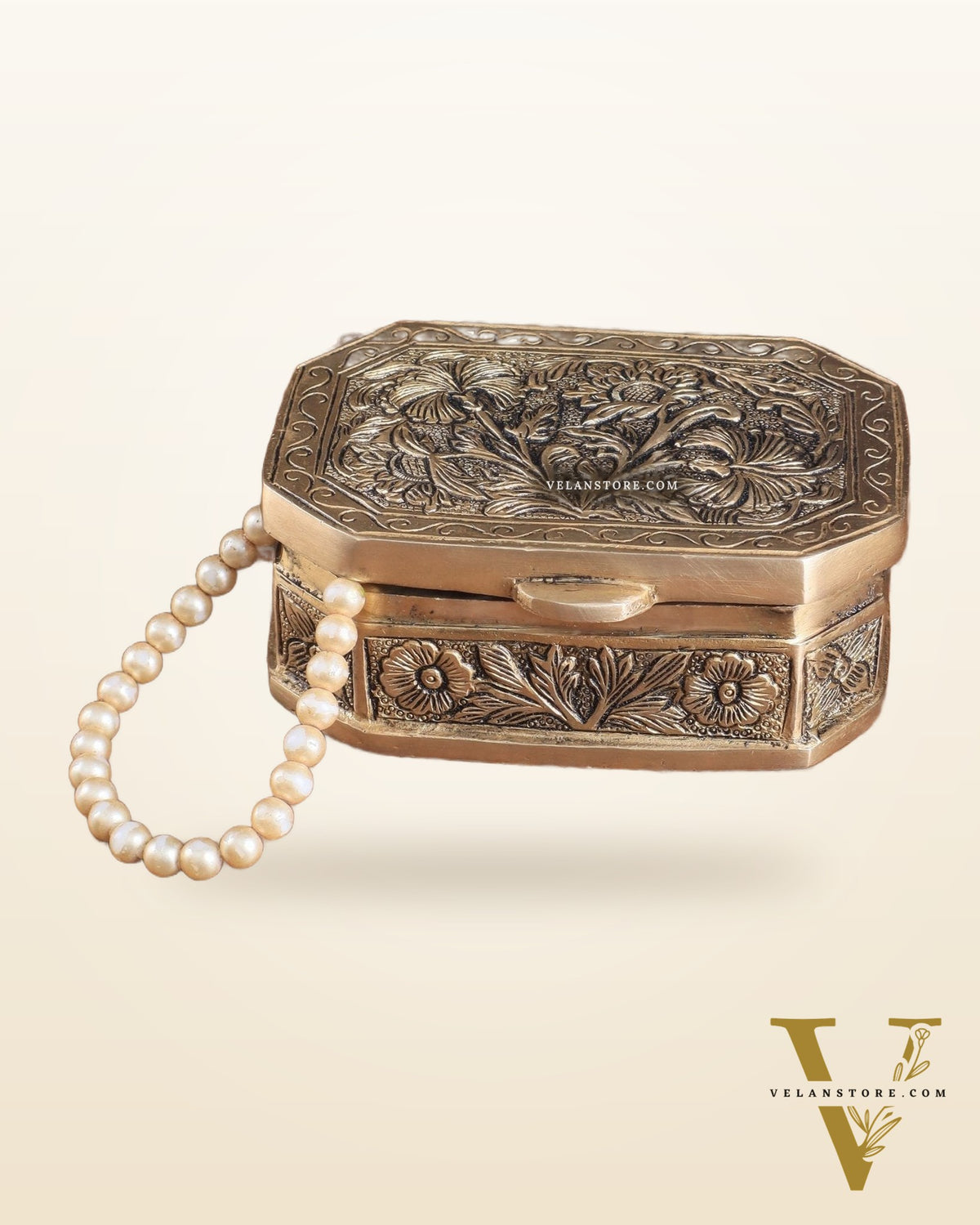 Pure Brass Floral Design Multipurpose Storage/Sindoor Box