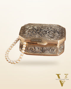 Pure Brass Floral Design Multipurpose Storage/Sindoor Box
