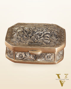 Pure Brass Floral Design Multipurpose Storage/Sindoor Box