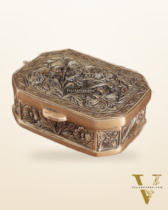 Pure Brass Floral Design Multipurpose Storage/Sindoor Box