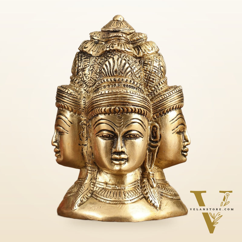 Pure Brass Four Faces Shiva Mukhalingam Charmukha - 5 in Height