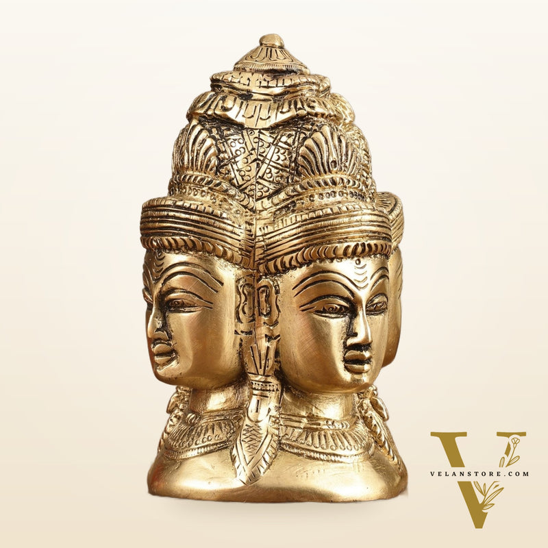 Pure Brass Four Faces Shiva Mukhalingam Charmukha - 5 in Height