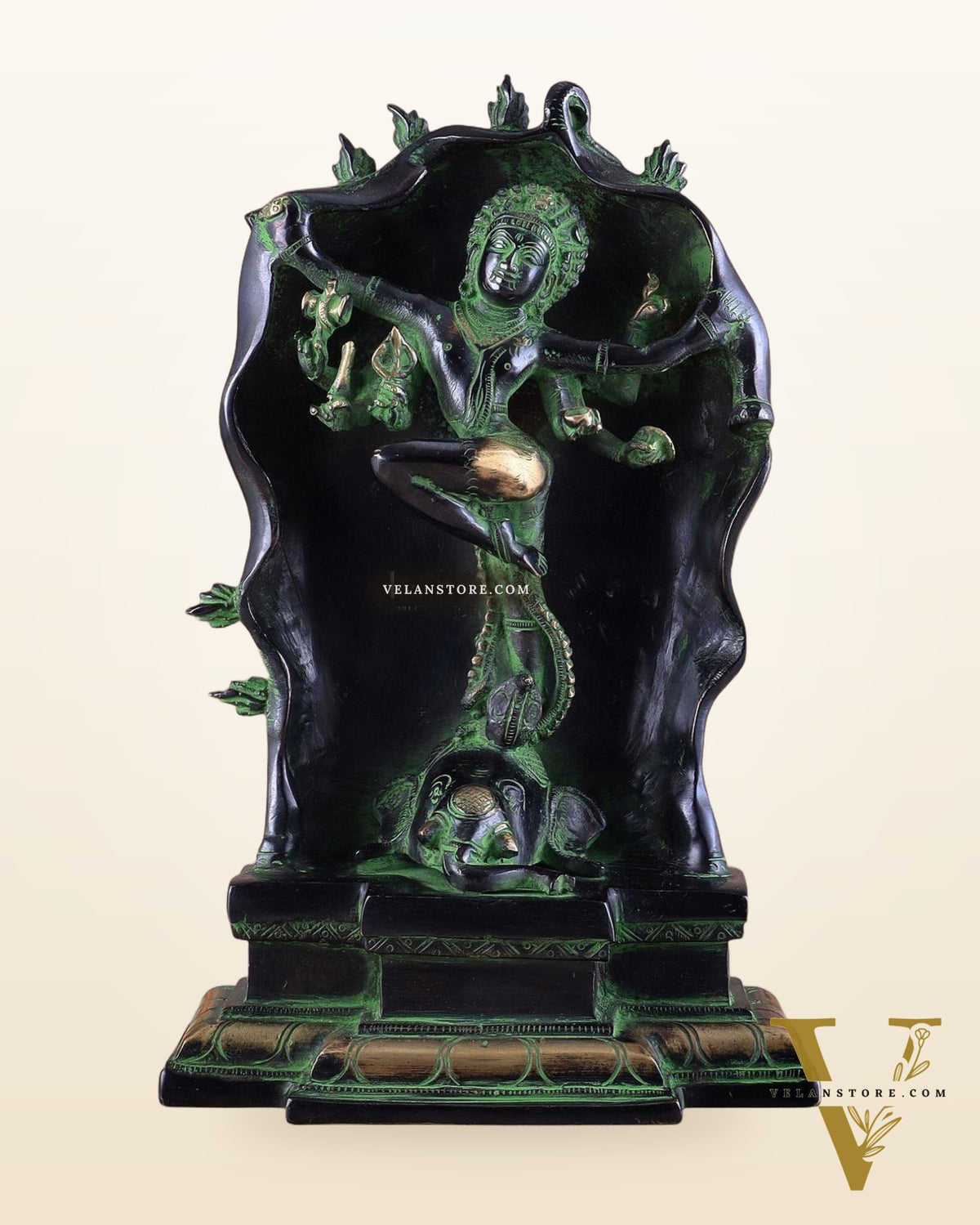 Pure Brass Gajasurasamhara Shiva Idol dancing shiva 
Black and Green Finish