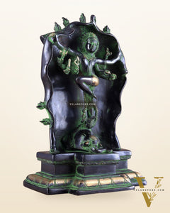 Pure Brass Gajasurasamhara Shiva Idol dancing shiva 
Black and Green Finish