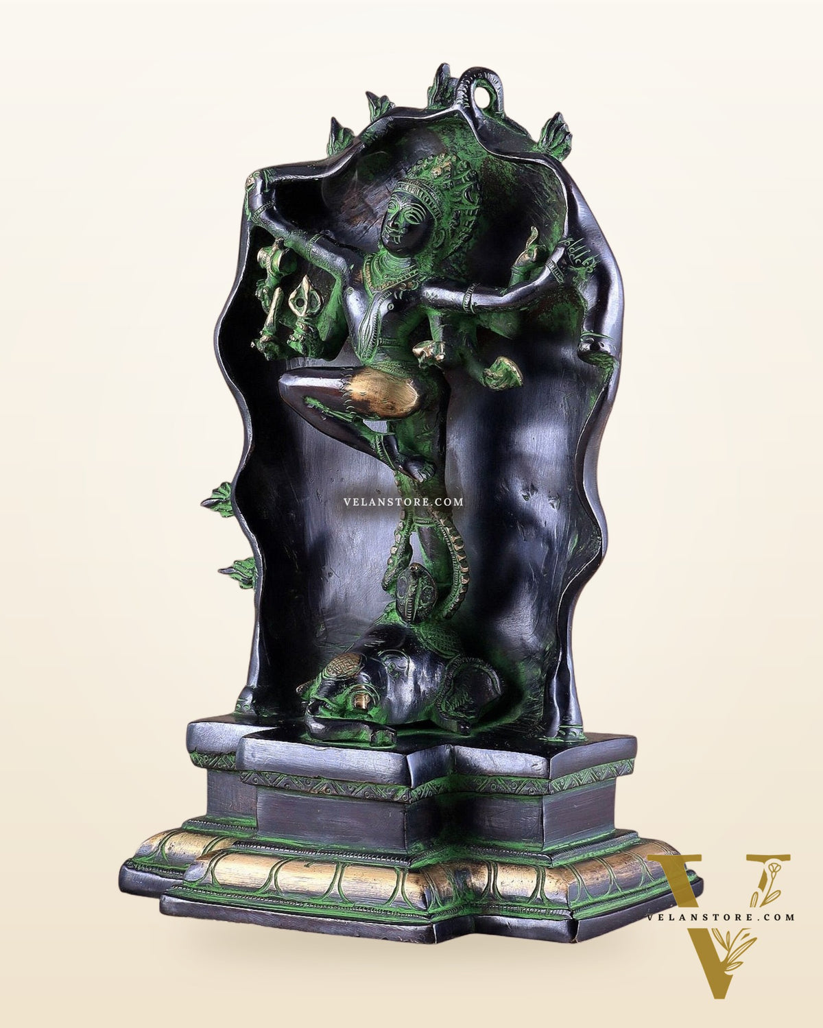 Pure Brass Gajasurasamhara Shiva Idol dancing shiva 
Black and Green Finish