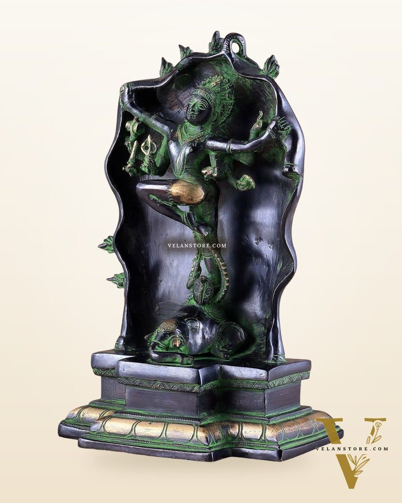 Pure Brass Gajasurasamhara Shiva Idol dancing shiva 
Black and Green Finish