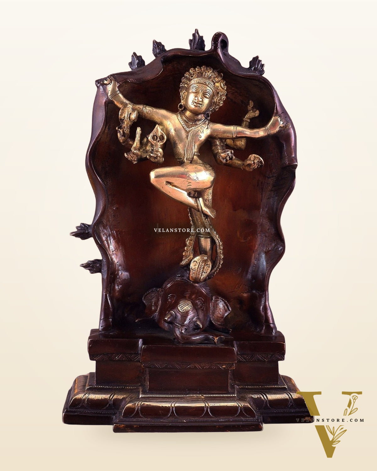 Pure Brass Gajasurasamhara Shiva Idol dancing shiva Chola gold tone