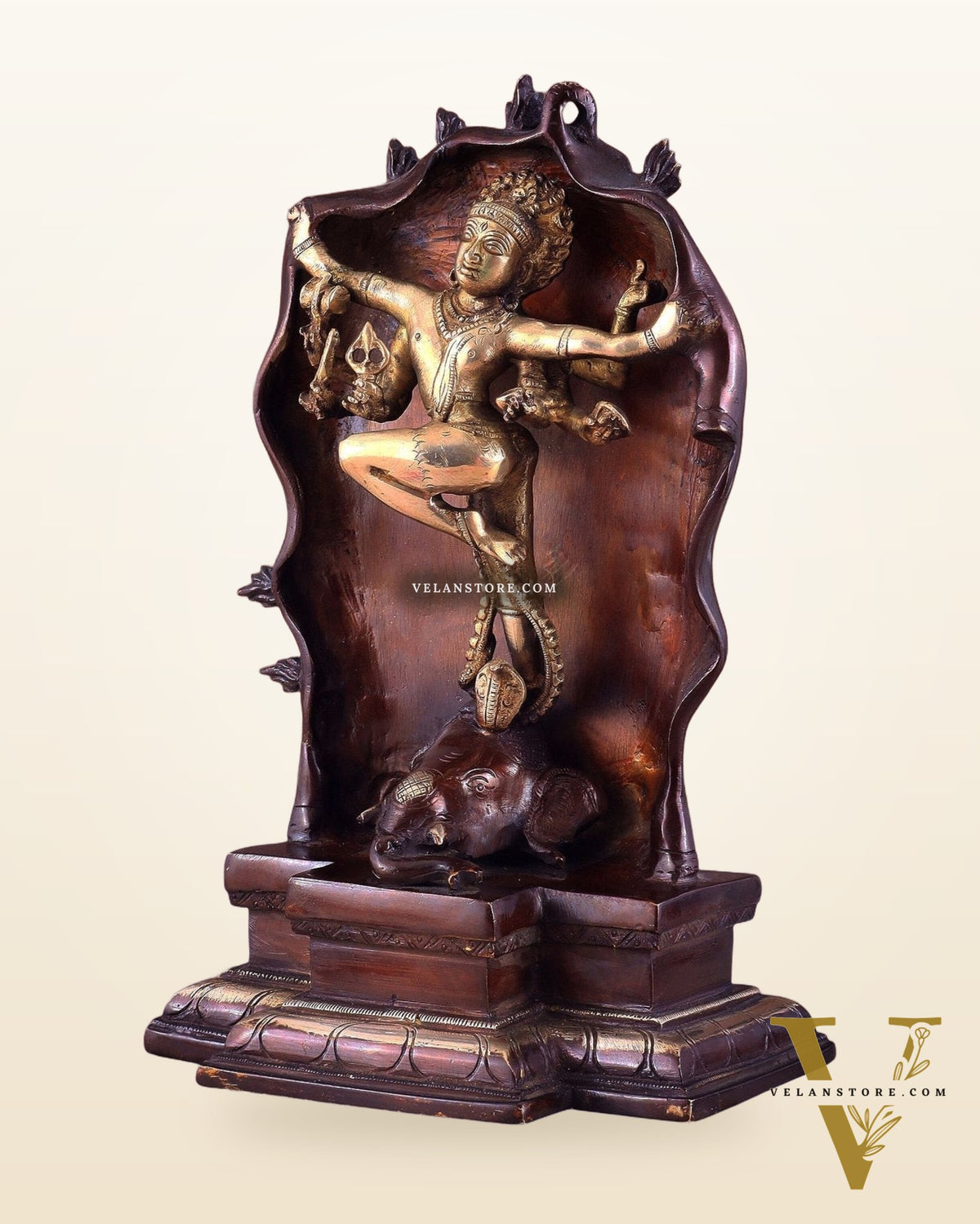 Pure Brass Gajasurasamhara Shiva Idol dancing shiva Chola gold tone