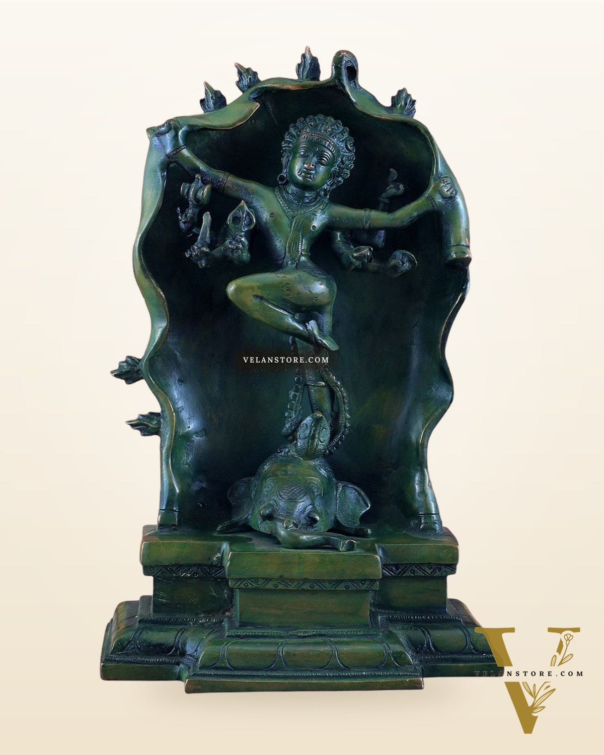 Pure Brass Gajasurasamhara Shiva Idol dancing shiva Green Finish