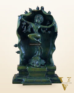 Pure Brass Gajasurasamhara Shiva Idol dancing shiva Green Finish