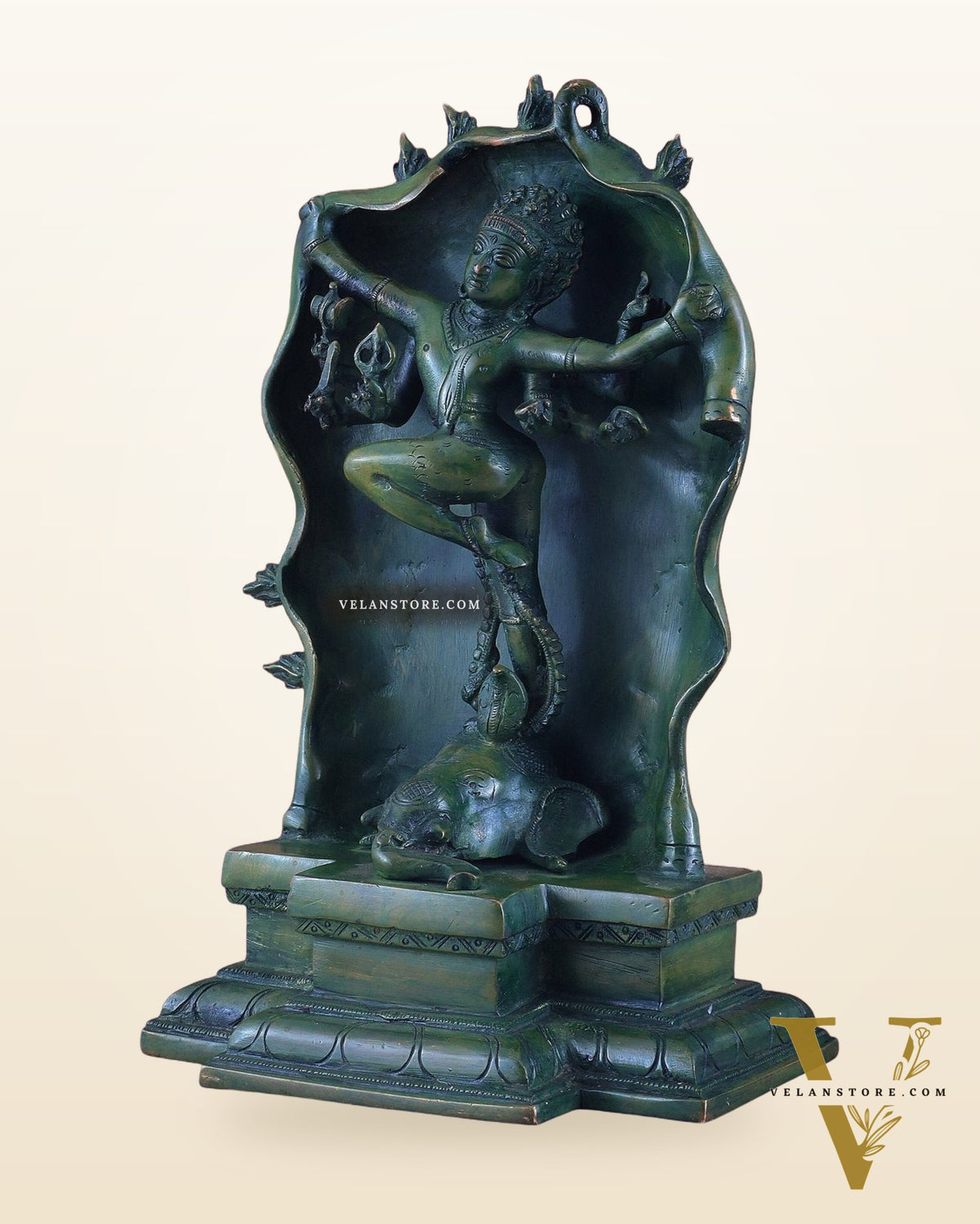 Pure Brass Gajasurasamhara Shiva Idol dancing shiva Green Finish