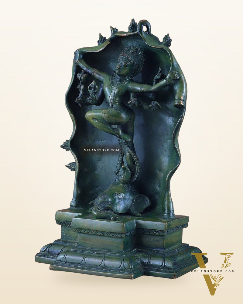 Pure Brass Gajasurasamhara Shiva Idol dancing shiva Green Finish