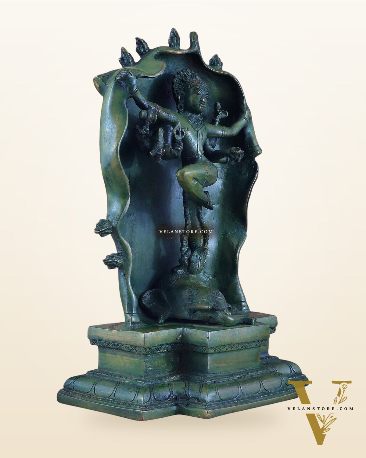 Pure Brass Gajasurasamhara Shiva Idol dancing shiva Green Finish