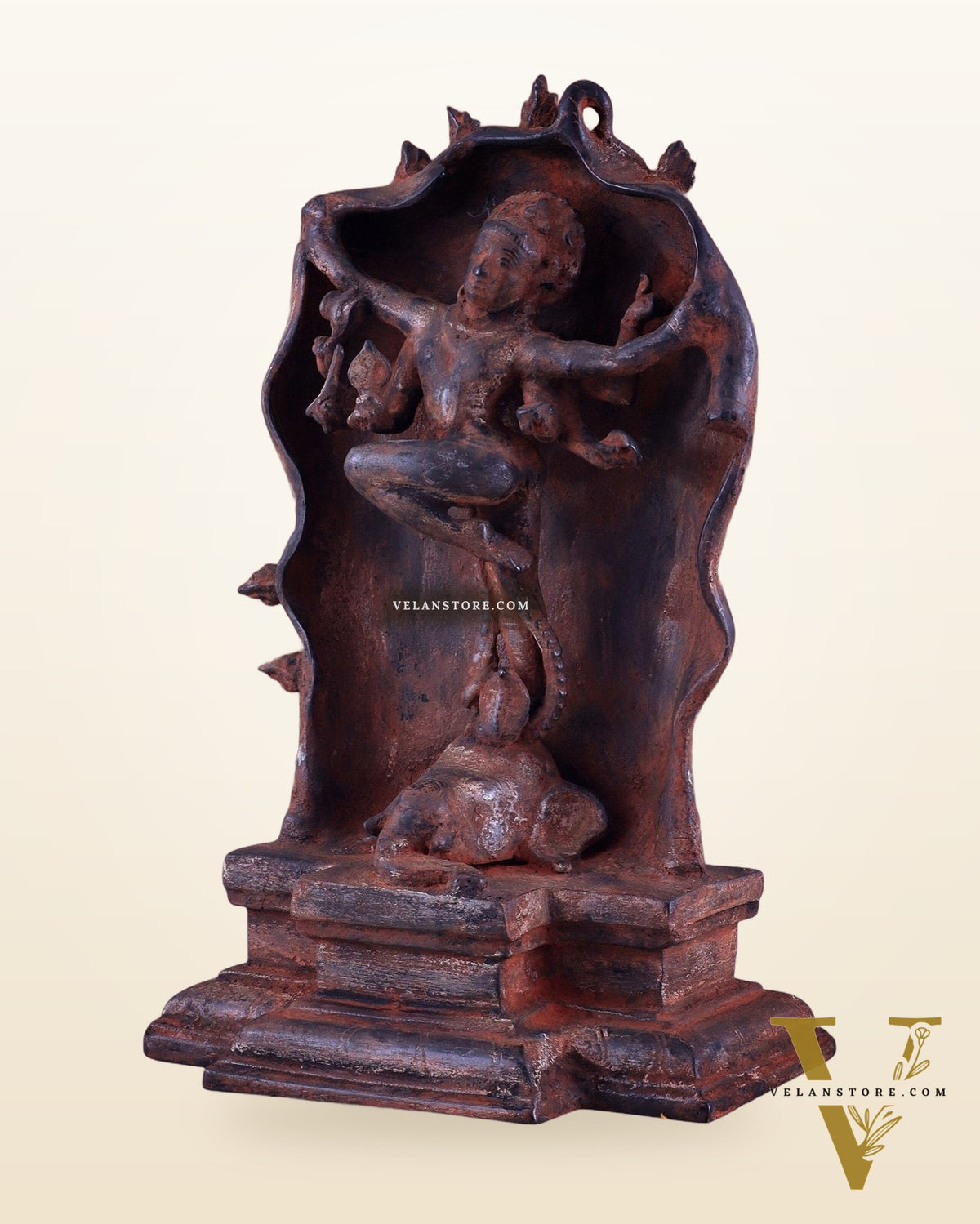 Pure Brass Gajasurasamhara Shiva Idol dancing shiva red mud patina