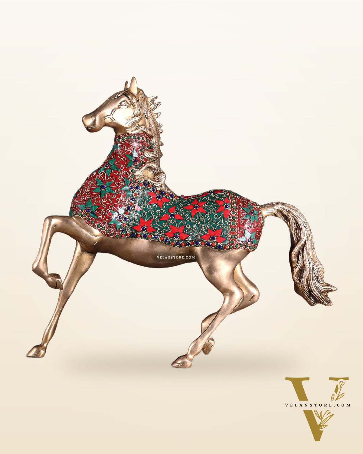 Pure Brass Galloping Horse Feng Shui recommended 16"