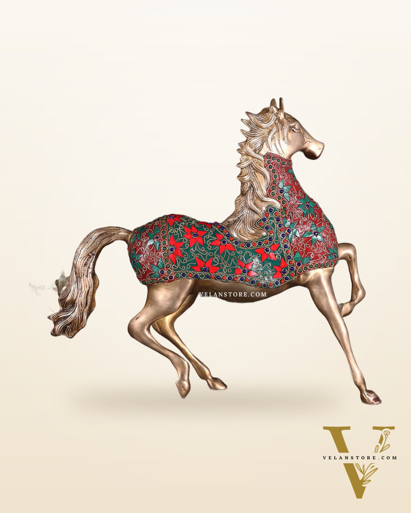 Pure Brass Galloping Horse Feng Shui recommended 16"