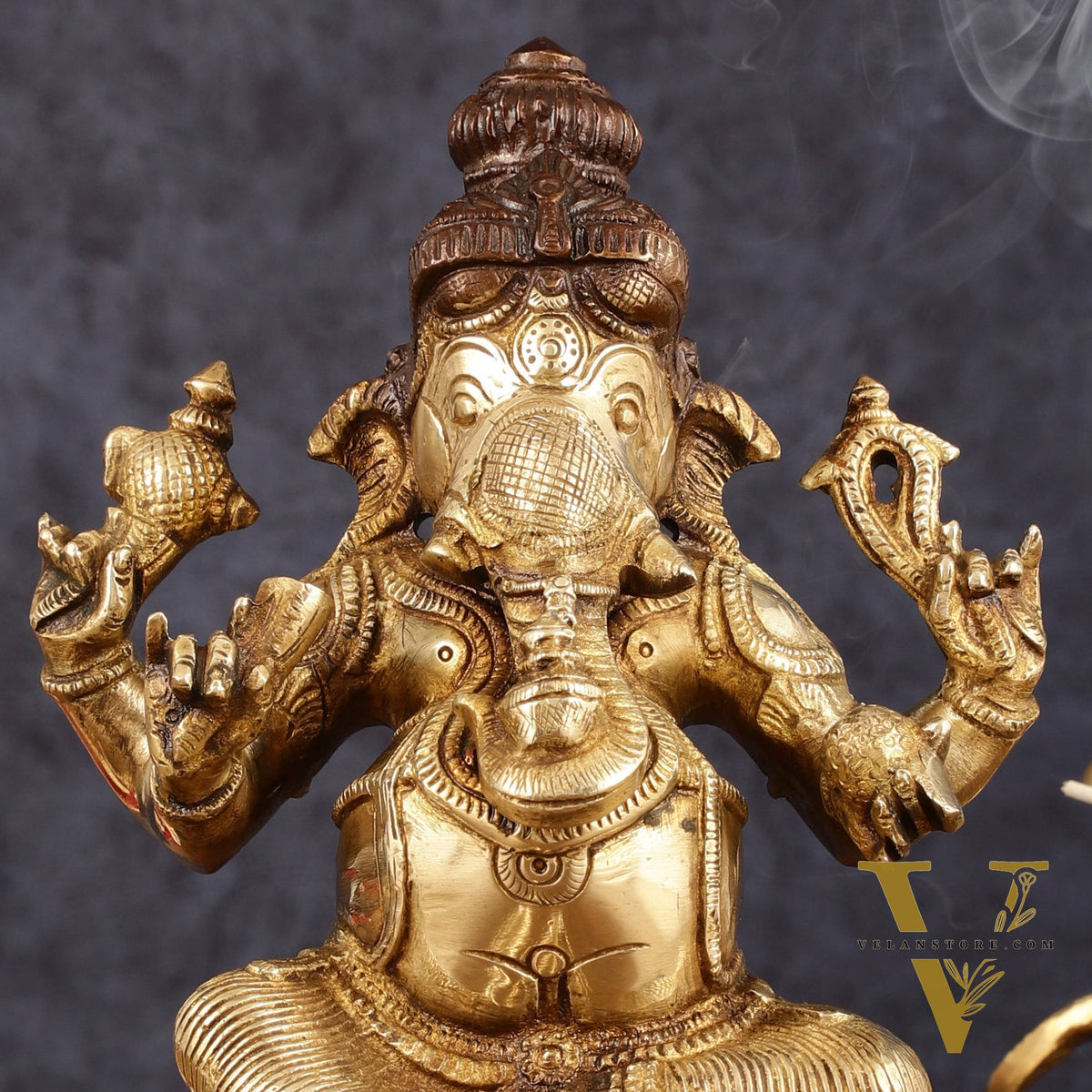 Pure Brass Ganapati Chola Style Statue - 8" Height