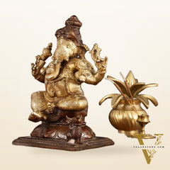 Pure Brass Ganapati Chola Style Statue - 8" Height