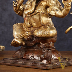 Pure Brass Ganapati Chola Style Statue - 8" Height